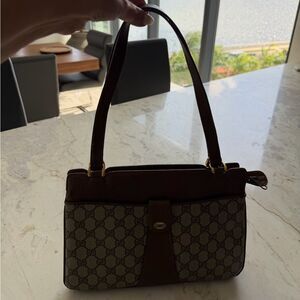 Vintage Gucci Canvas and Leather shoulder Bag